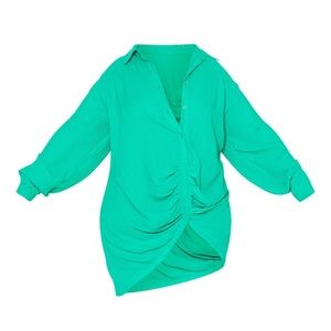 Emerald green shirt dress